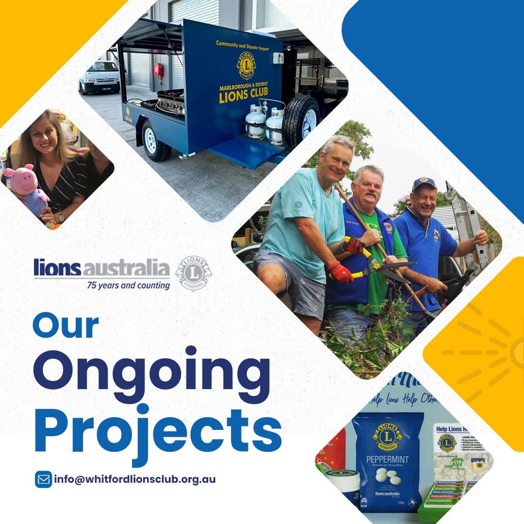 The Lions catering trailer and volunteers at an ongoing project
