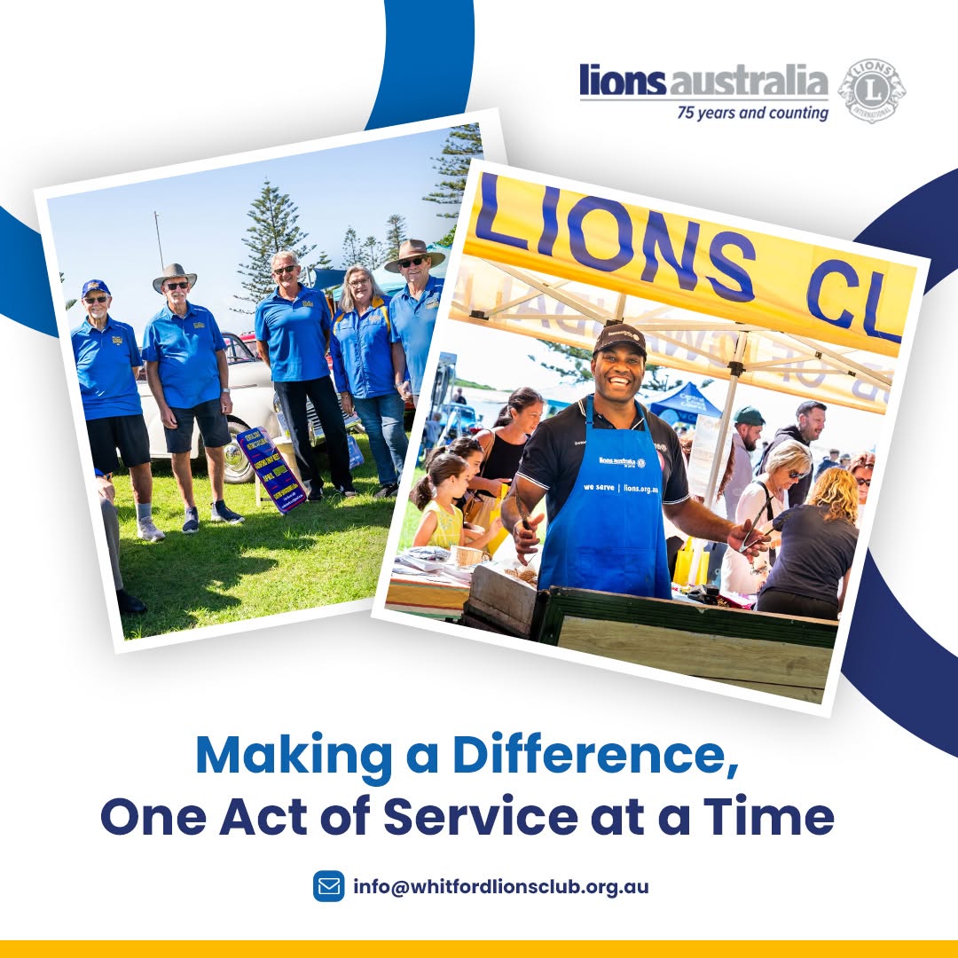 Lions members volunteering outdoors and running a market stall